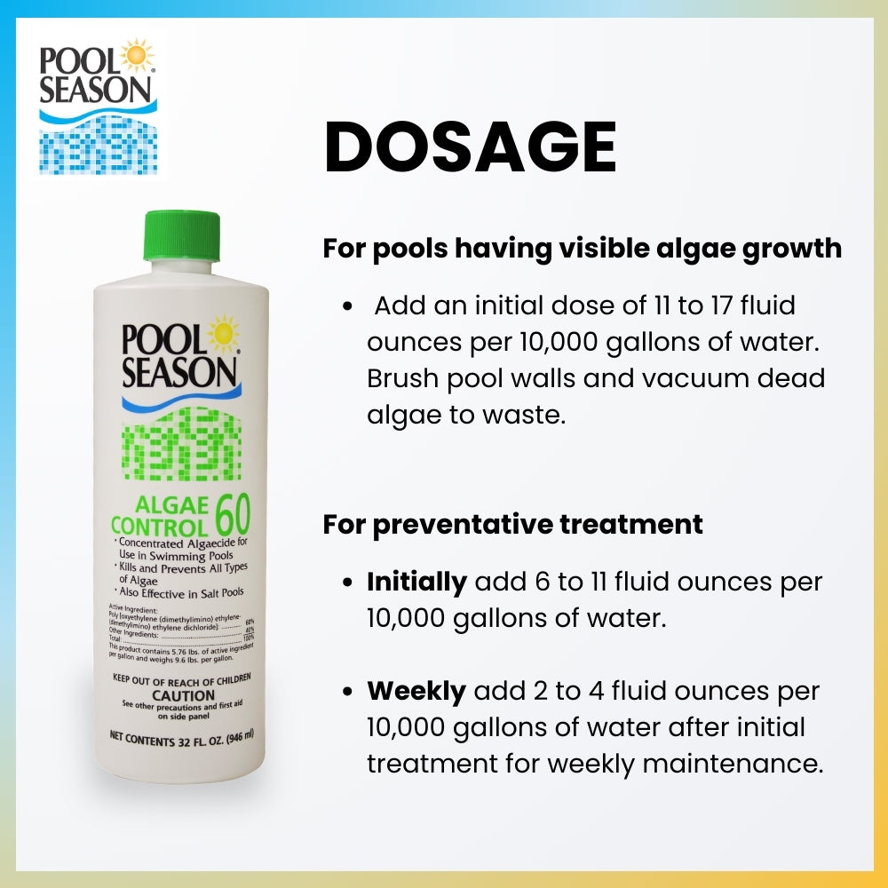 Pool Season Algae Control 60 algaecide, product feature graphic