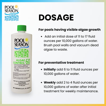 Pool Season Algae Control 60 algaecide, product feature graphic