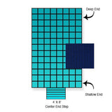 PoolTux King99 16 x 36 ft Mesh Safety Cover with Center Step, Blue, 20 Year Warranty, CSPTBMP16361
