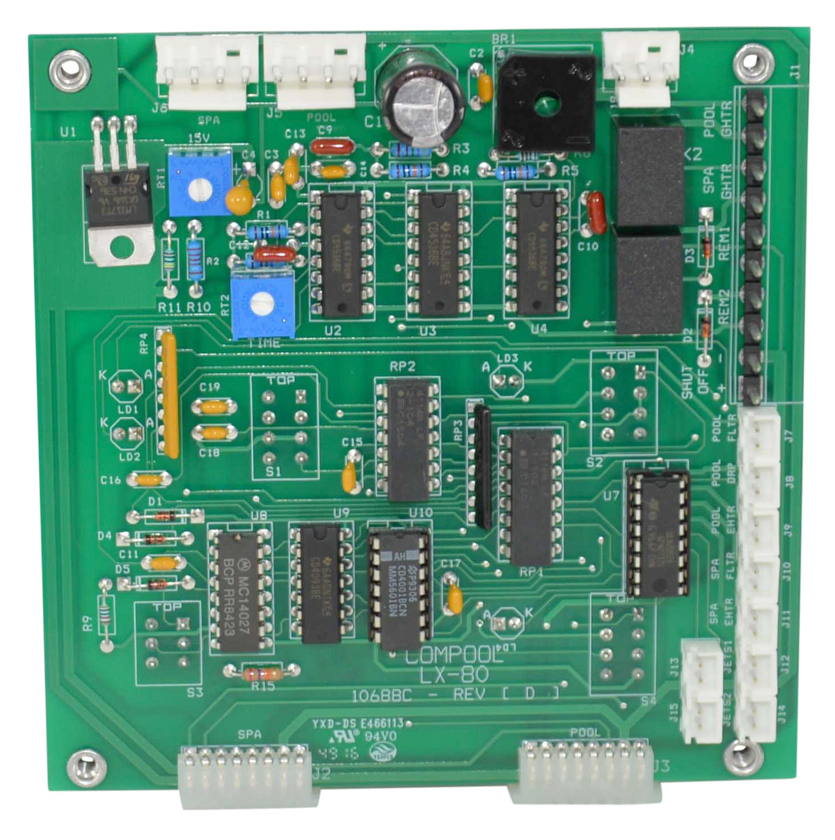 Pentair PCLX80 circuit board for ComPool LX80 commercial control power centers and RF receivers
