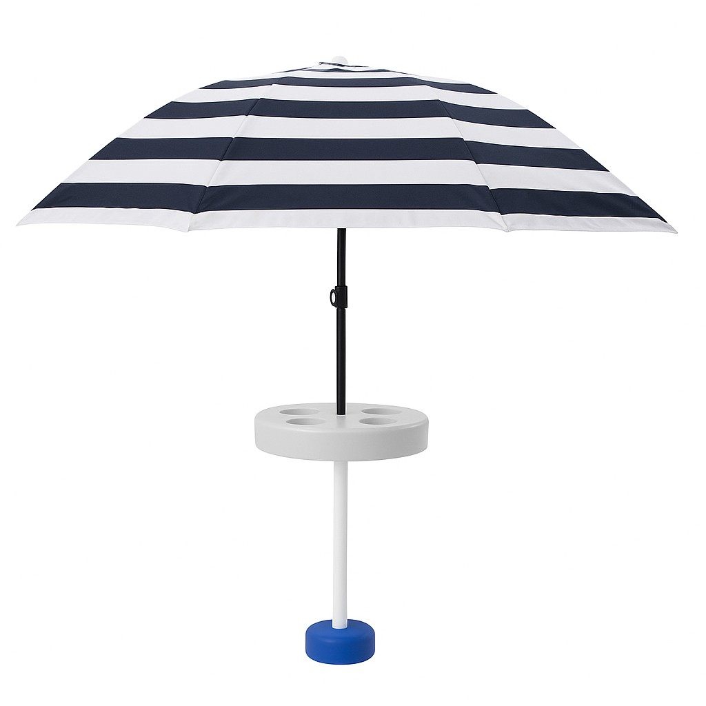 Shade Science Pool Buoy PB-16011-BW floating pool umbrella, black and white stripe