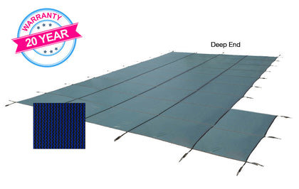 PoolTux King99 20 x 40 ft Safety Cover with Right Step, Blue, 20 Year Warranty, CSPTBMP20403