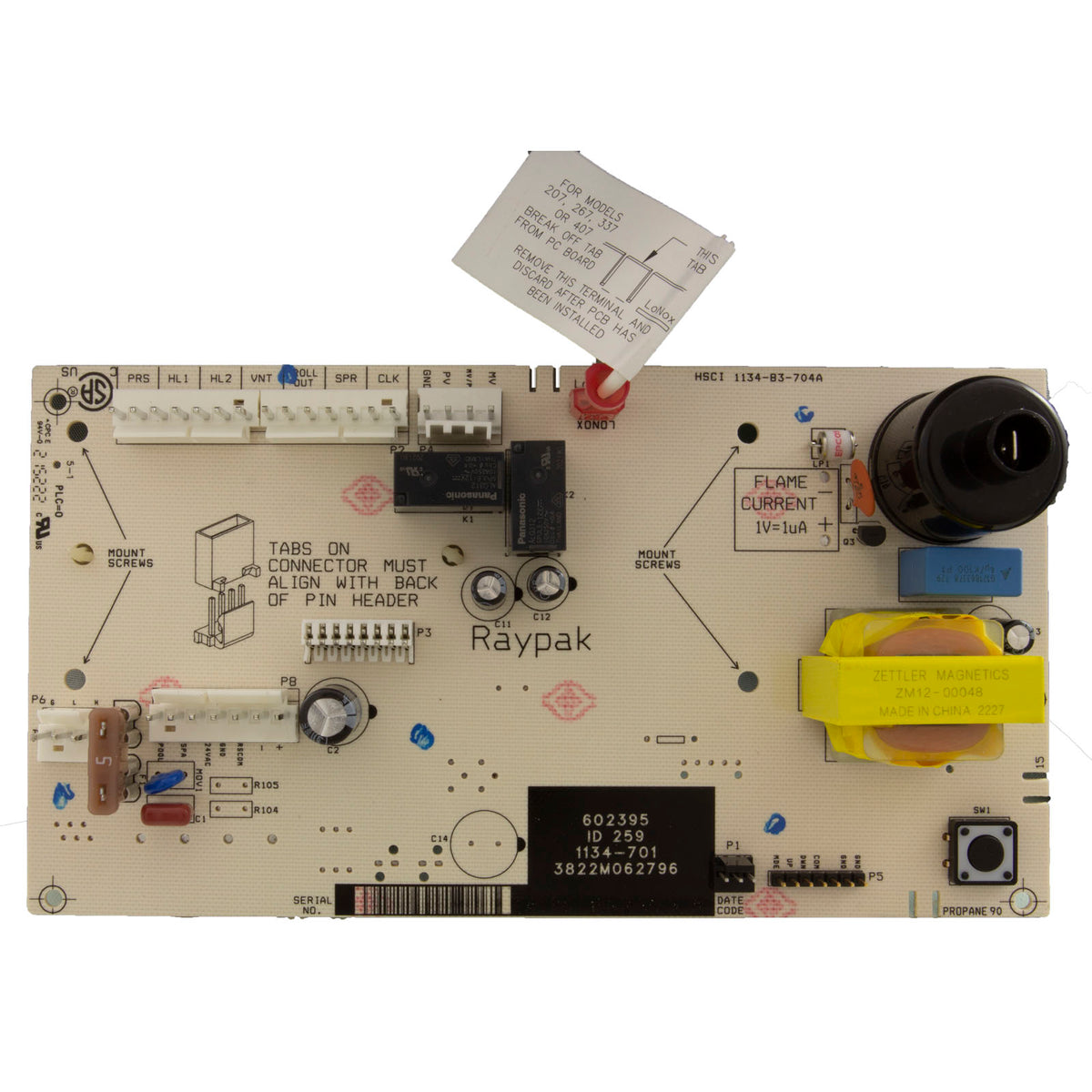 Raypak 100-10000345 Kit-PC 3-wire board controller IID for 206A-408 pool heaters