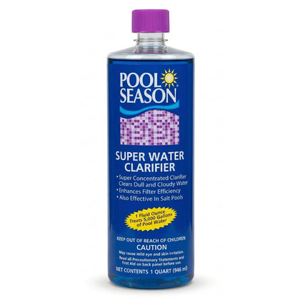 Pool Season Super Water Clarifier concentrated formula, 32 oz bottle