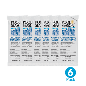 Pool Season Di-Chlor chlorinating concentrate granular shock, 1 lb bags, 6-pack