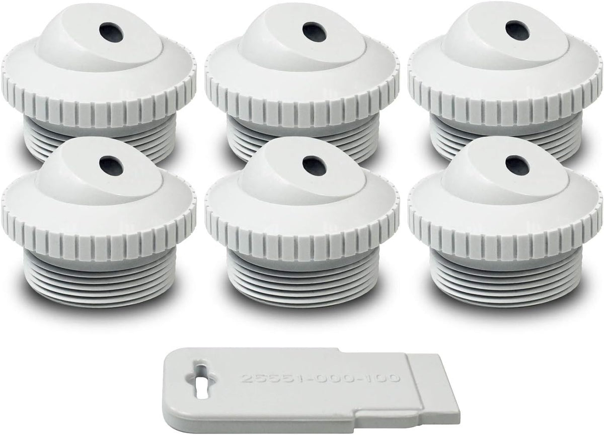 Aquamoto white 3/8 inch directional flow eyeball inlet jet with standard 1-1/2 inch thread