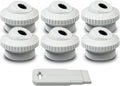 Aquamoto 25552-200-000 white 1/2 in. directional flow eyeball inlet jets, 6 pack with installation tool