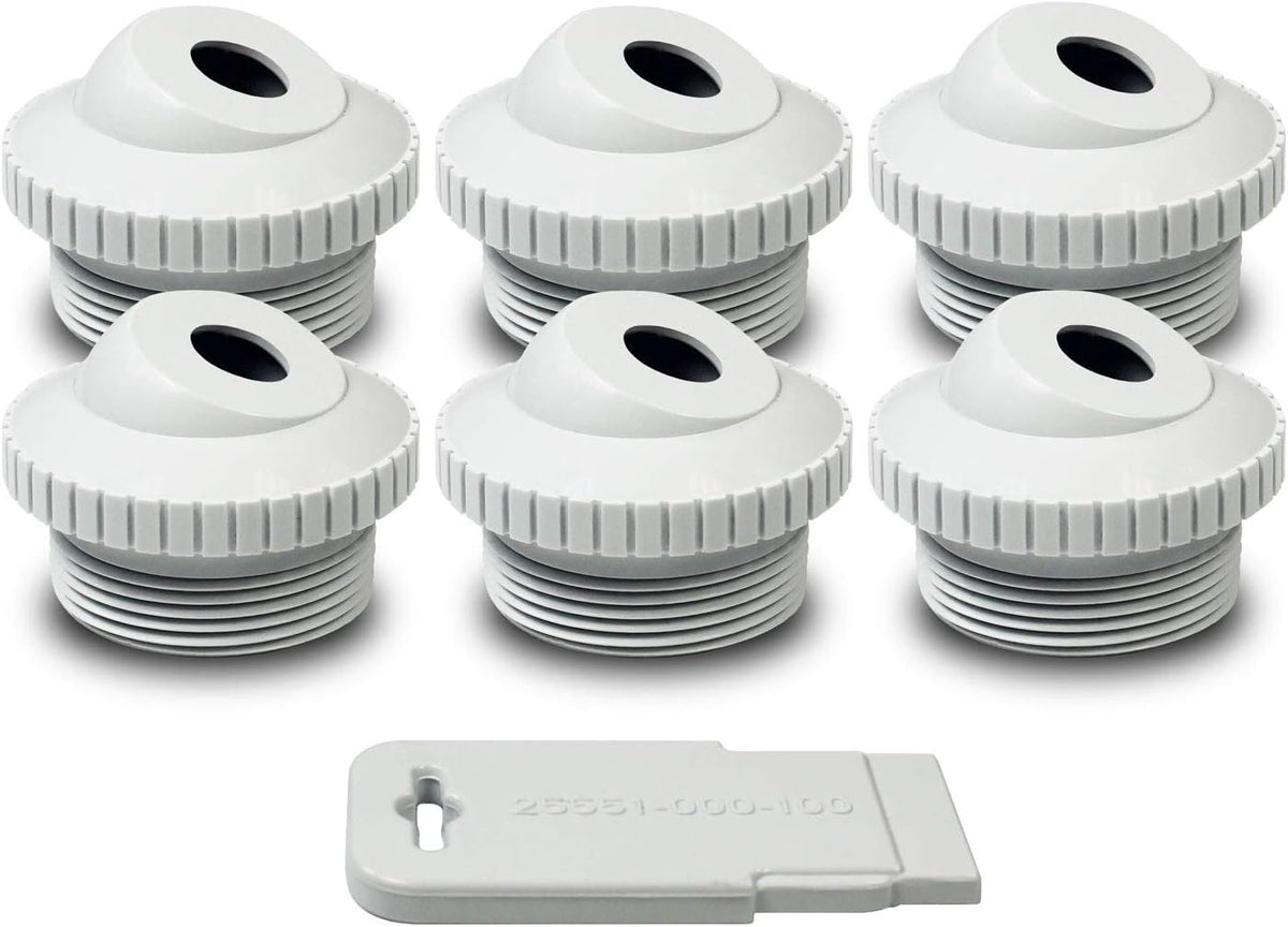 Aquamoto 25552-200-000 white 1/2 in. directional flow eyeball inlet jets, 6 pack with installation tool
