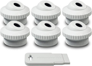 Aquamoto 25552-200-000 white 1/2 in. directional flow eyeball inlet jets, 6 pack with installation tool