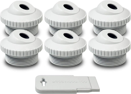 Aquamoto 25552-200-000 white 1/2 in. directional flow eyeball inlet jets, 6 pack with installation tool