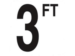 NPT DM52-2030 5 inch black 3 FT number on a 6x6 white non-skid depth marker tile