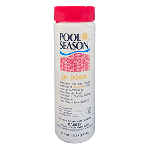 Pool Season pH Down, 2.5 lb bottle of granular sodium bisulfate