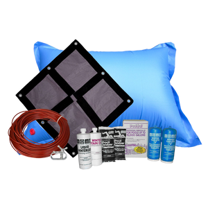 Emperor 12'x24' oval ultra premium solid winter cover bundle with closing kit and air pillow