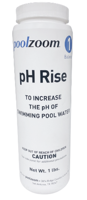 One pound bottle of pH Up balancer for swimming pools and spas, front label