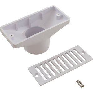 Pentair 542039 white gutter drain with grate, 2-1/2 inch by 6 inch