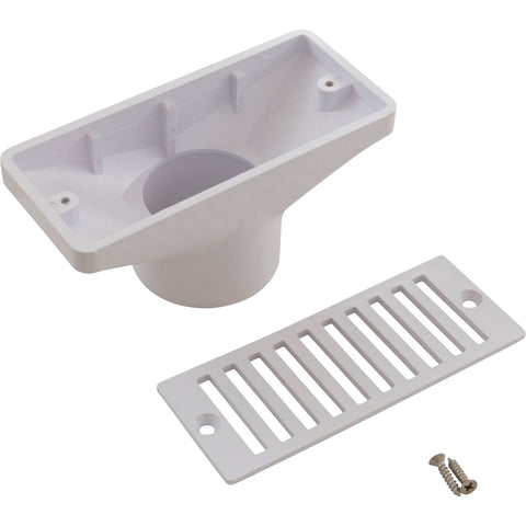 Pentair 542039 white gutter drain with grate, 2-1/2 inch by 6 inch