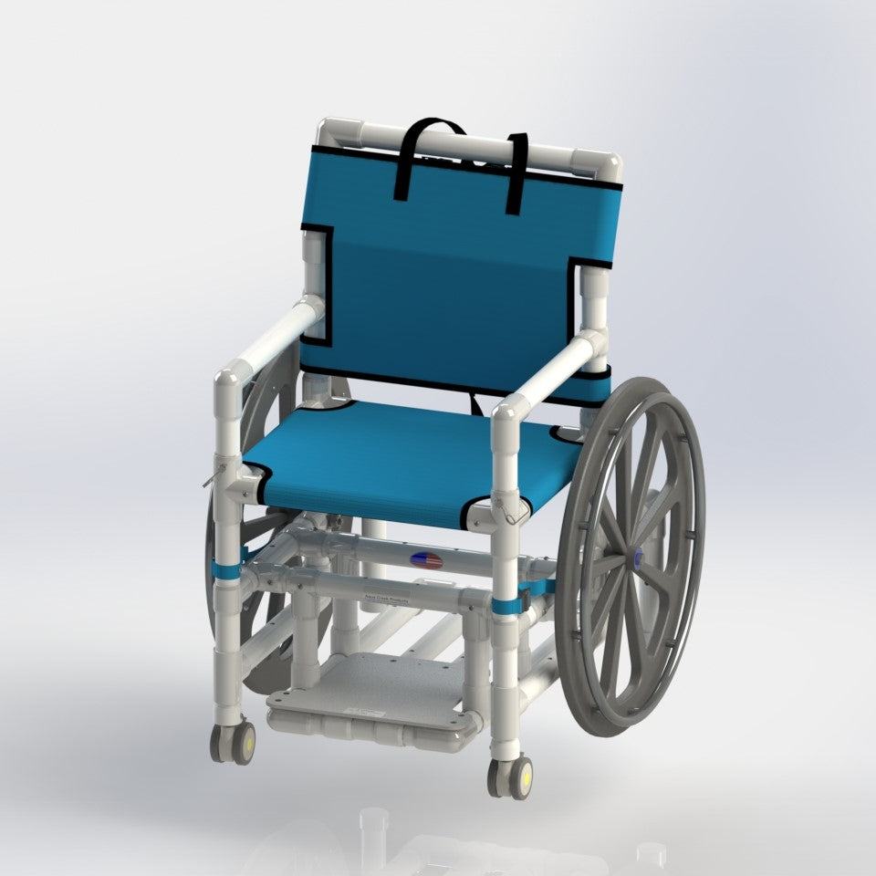 Aqua Creek 21 in. PVC pool access chair F-520WSPM with a mesh seat and footrest