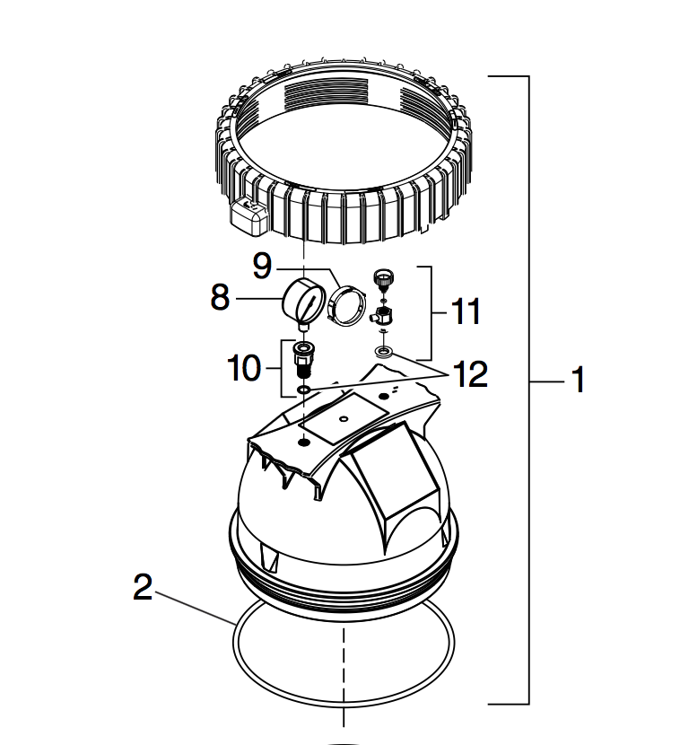 Jandy R0462000 top housing assembly for CS200 and CS250 cartridge filters