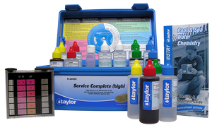 Taylor K-2005C-8 service complete pool test kit, high range, with 2 oz reagents