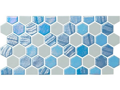 National Pool Tile Starburst Arctic Blue Glass Mosaic Border Tile, STA-ARCTIC BDR