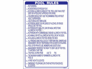 PoolStyle North Carolina approved pool rules sign, 24 by 36 inches