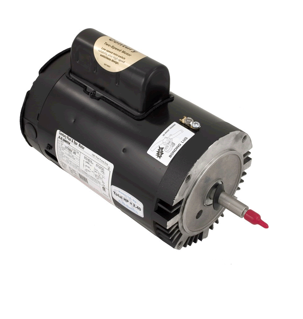 Century B2979 2 HP two speed 230V round flange threaded shaft pool pump motor
