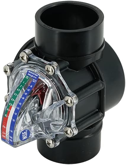 H2Flow Controls FV-2 FlowVis flow meter with check valve for 2 in. Sch 40 PVC, GPM scale