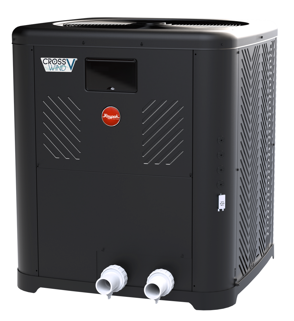 Raypak Crosswind V TWPH-6550EHT08 118,000 BTU pool heat pump, quarter view