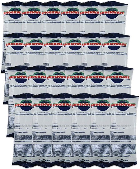 Case of 24 one pound bags of Shockwave 68% cal-hypo granular pool shock