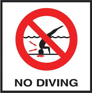 Inlays C621500 NO DIVING 6x6 non-skid deck tile with lettering and image