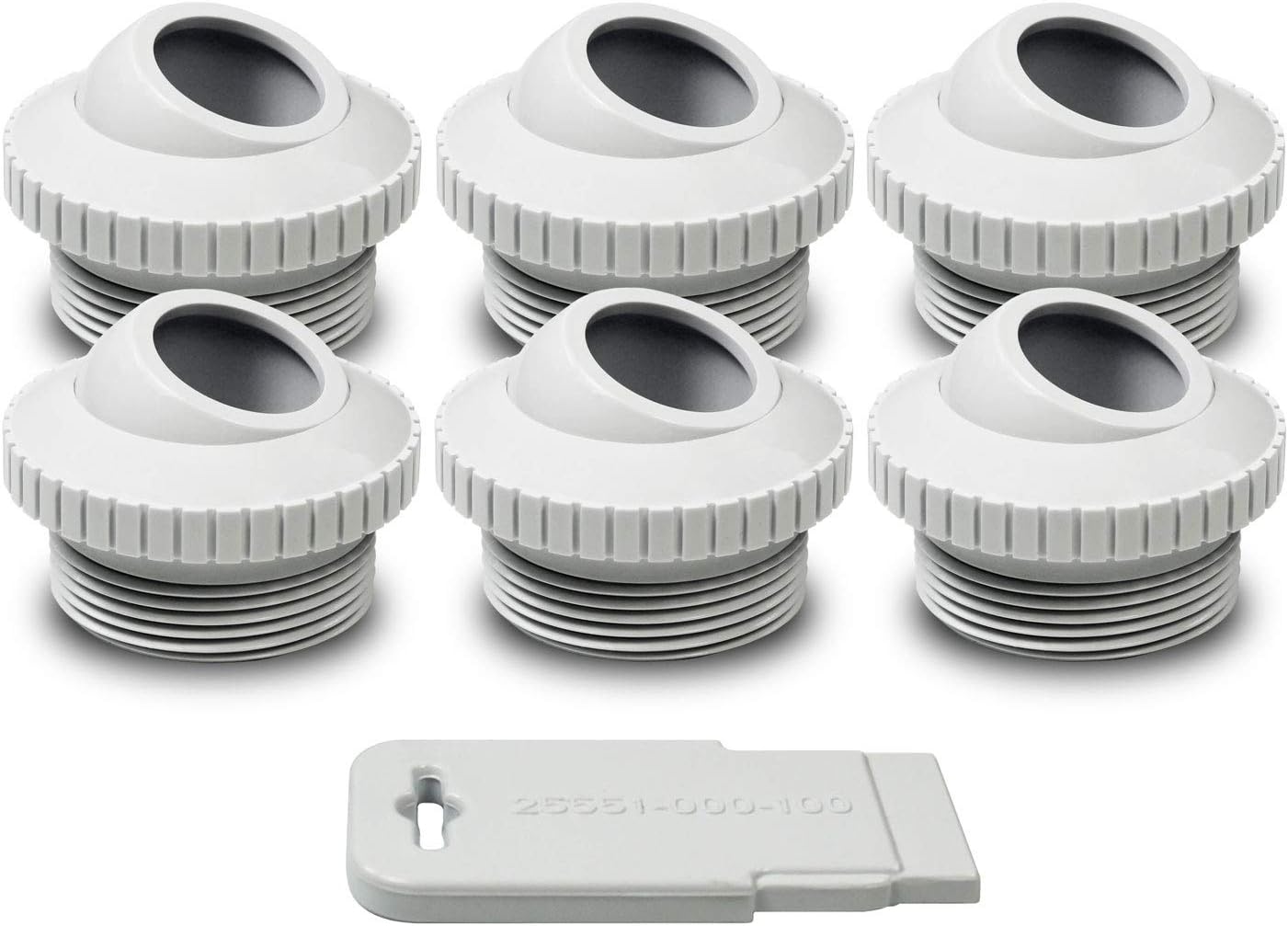 Aquamoto white 1 inch eyeball jet fittings, 6 pack with installation tool