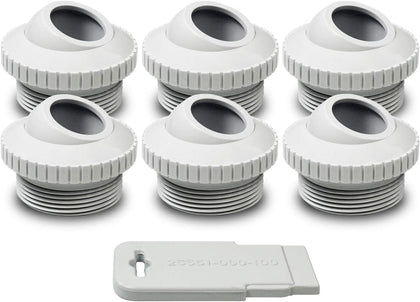 Aquamoto white 1 inch eyeball jet fittings, 6 pack with installation tool