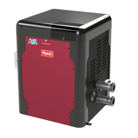 Raypak AVIA P-R264A-EN-N 264K BTU natural gas low NOx pool heater with WiFi, front view