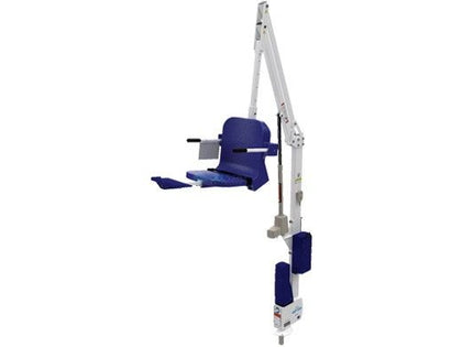 Aqua Creek Neptune F-NPTN-G white above ground pool lift with a gray seat