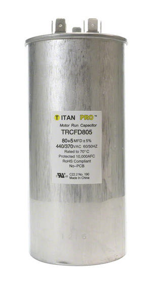 Raypak H000051 capacitor, 80 MFD 440 VAC, for heat pump pool heaters
