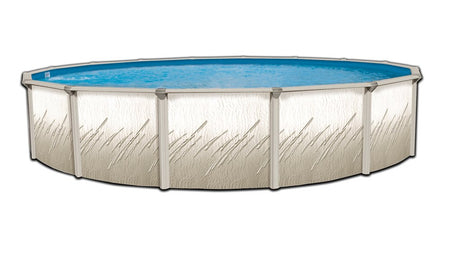 Trendium Pretium 18' round, 52" deep all steel above ground pool with dune wall and mist grey frame