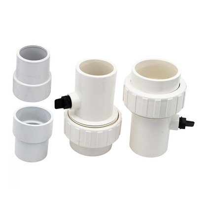 Raypak H000317 PVC union connector kit with built-in drain for heat pump pool heaters