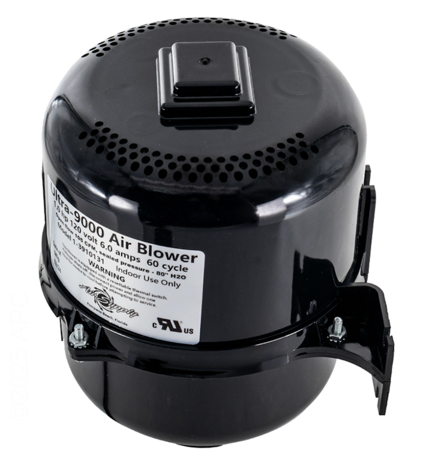 Air Supply of the Future Ultra 9000 spa blower, part 3910131, angled view