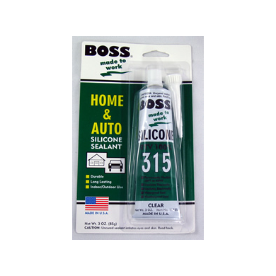 Boss PLB103C clear silicone sealant, 3 oz. tube