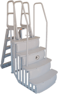 Main Access Easy Step 36 inch wide pool step with Smart Choice ladder and dual handrail in taupe