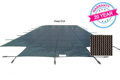 PoolTux King99 20 x 40 ft Mesh Safety Cover, Center Step, Tan, CSPTTMP20401