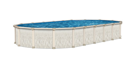 Trendium Ohana oval above ground pool with steel wall and resin top rail caps