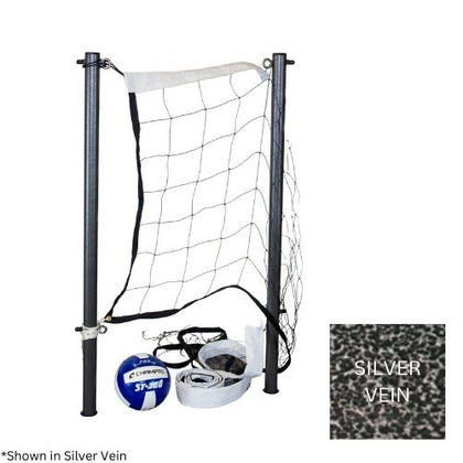 Global Pool Products GPPOTE-VBS20-SV volleyball set with 20 ft net and silver vein poles