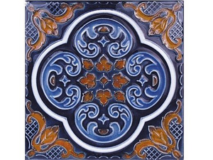 National Pool Tile Casablanca Deco Series 6x6 pool tile in Cobalt Rust, CAS200