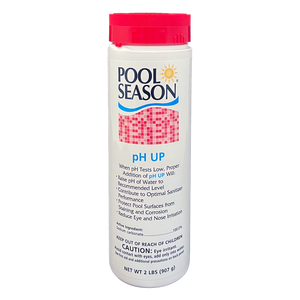 Pool Season pH Up, 2 lb bottle of granular sodium carbonate pH increaser