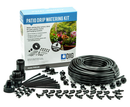 DIG FM01AS patio drip watering kit with tubing, emitters and fittings