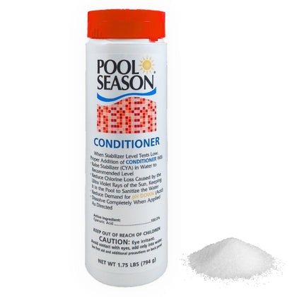 Pool Season pool stabilizer and conditioner, 1.75 lb bottle of cyanuric acid