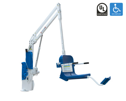 Aqua Creek Scout Excel pool lift, white frame with blue seat