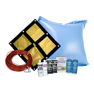 18' round Emperor solid winter cover bundle with chemical closing kit and air pillow