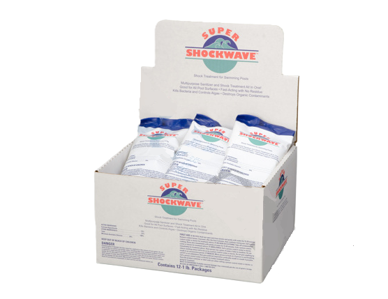 Super Shockwave 73% cal hypo granular pool shock, 1 lb bags, 24 pack